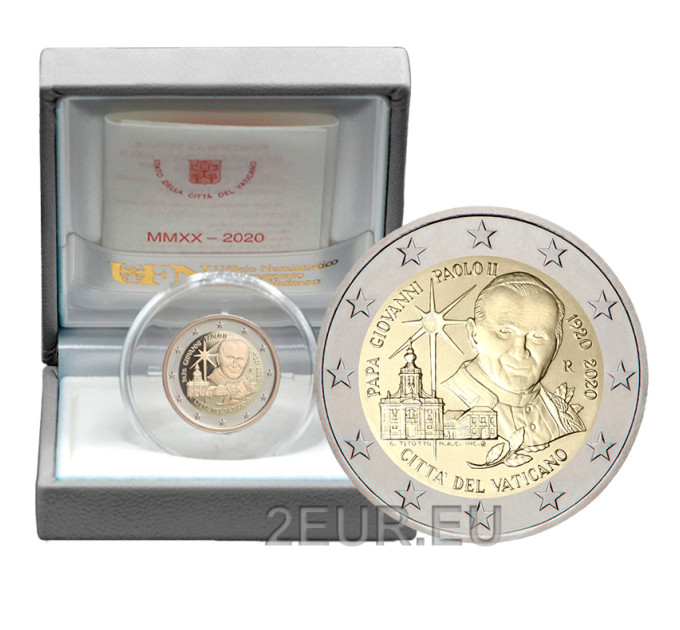 Vaticano 2 euros proof 2020 - 100 Aniversario del Nacimiento del Papa Juan Pablo II por 179.00 € ✅