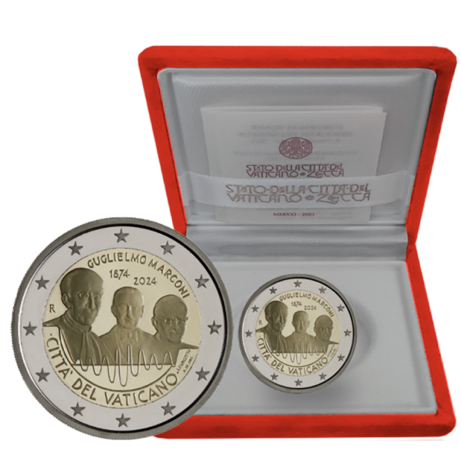 Vaticano 2 euros proof 2024 - 150 aniversario del nacimiento de Guglielmo Marconi