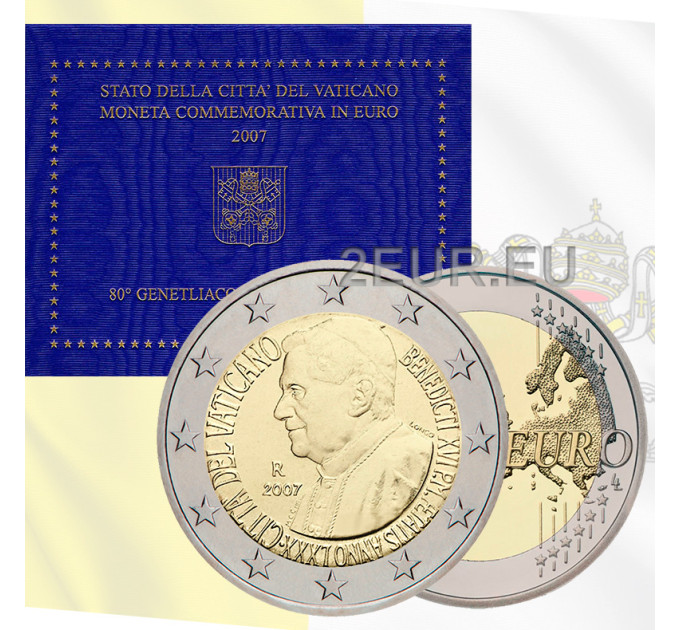 Vaticano 2 euros BU 2007 - 80 Aniversario del Nacimiento del Papa Benedicto XVI por 169.00 € ✅