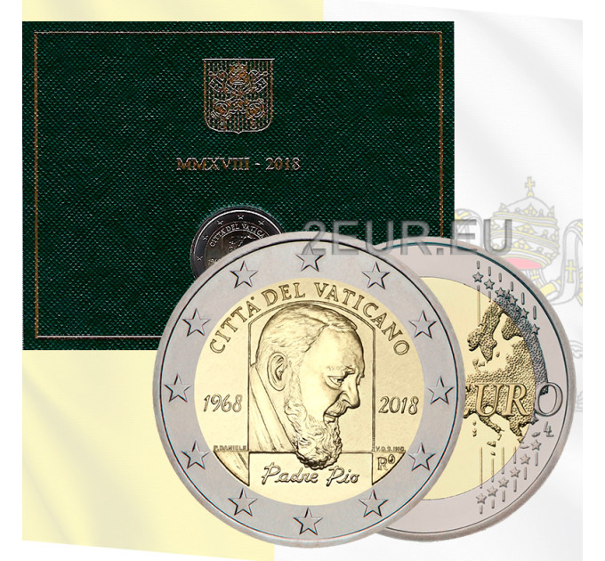 Vaticano 2 euros BU 2018 - 50 Aniversario de la Muerte del Padre Pío por 39.00 € ✅