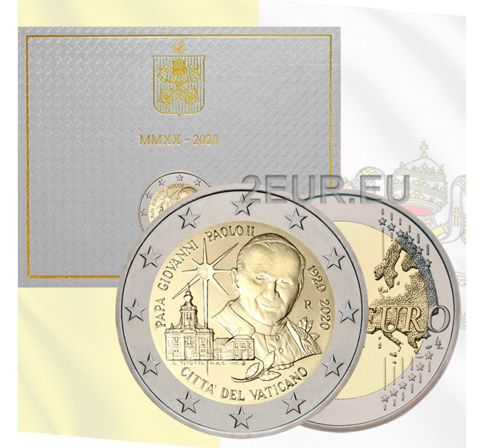 Vaticano 2 euros BU 2020 - 100 Aniversario del Nacimiento del Papa Juan Pablo II por 63.00 € ✅