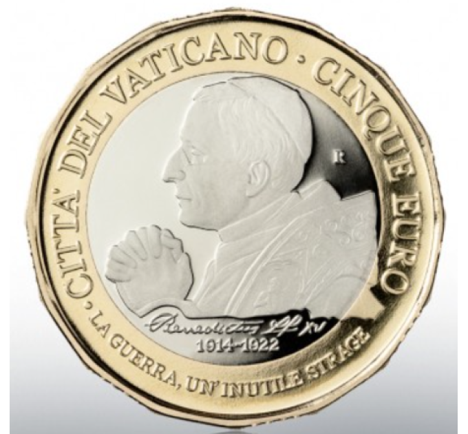 Vaticano 5 euros proof 2022 - Centenario de la muerte del Papa Benedetto XV por 63.00 € ✅