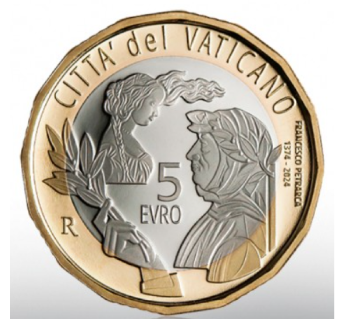 Vatican 5 euro proof 2024 - 650 years since the death of Francesco Petrarch for 62.00 € ✅