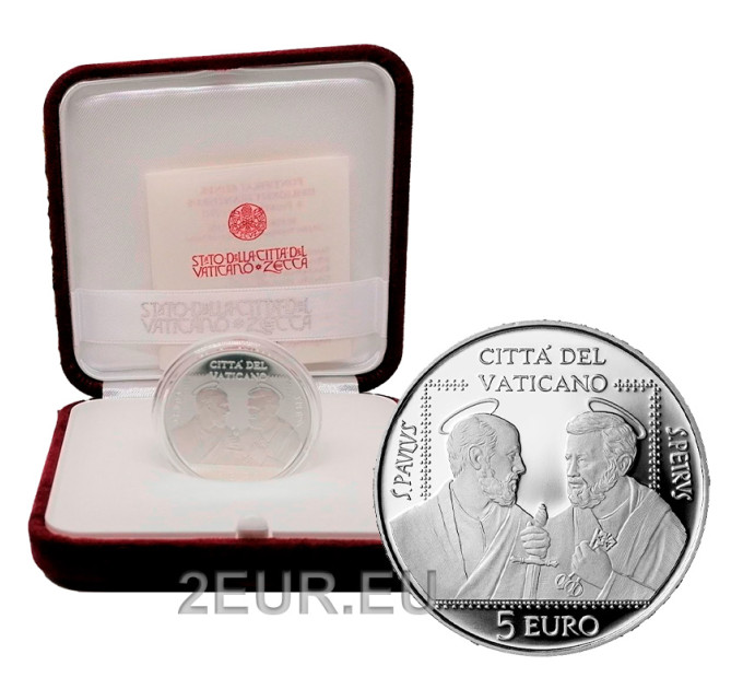 Vaticano 5 euros plata proof 2021 - 50° Aniversario de la Asociación de San Pedro y San Pablo por 115.90 € ✅
