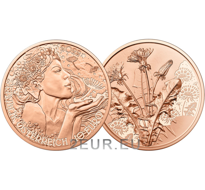Austria 10 euros de Moneda 2022 - Diente de león por 13.50 € ✅