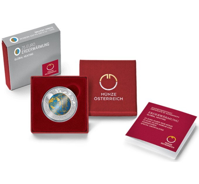 Austria 25 euros Moneda de niobio de plata 2023 - CALEFACCIÓN GLOBAL por 85.00 € ✅