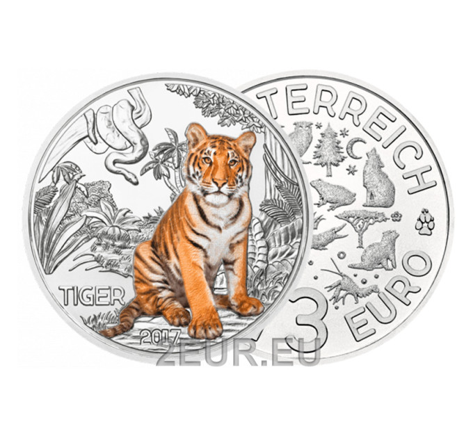 Austria 3 euros 2017 - Tigre por 55.00 € ✅