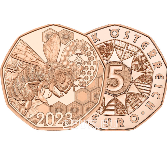 Austria 5 euro coin 2023 - The Waggle Dance - Bees for 7.00 € ✅