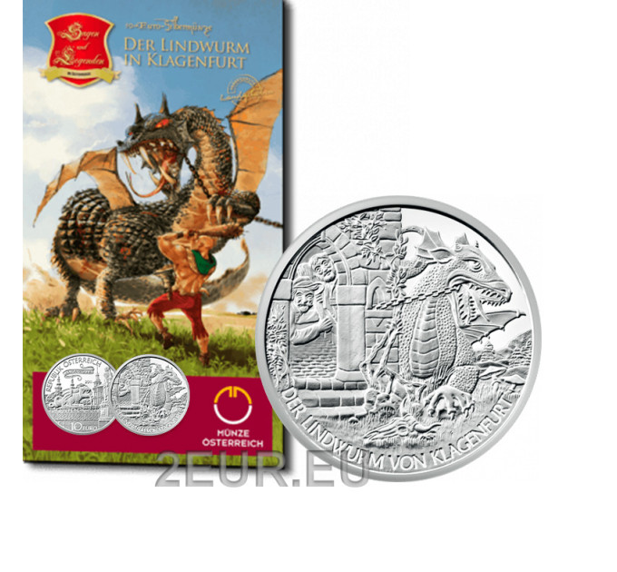 Austria 10 euros Moneda de plata 2011 - El lindwurm en Klagenfurt por 48.50 € ✅