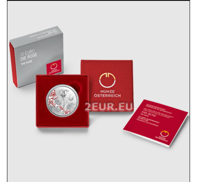 Austria 10 euro Silver coin Proof 2021 - THE ROSE for 57.00 € ✅