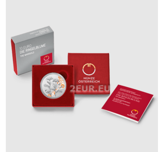 Austria 10 euros Moneda de plata Proof 2022 - LA CALÉNDULA por 57.00 € ✅