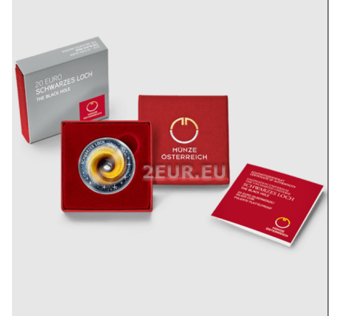 Austria 20 euros Moneda de plata 2022 – El Universo Inexplorado – Agujero Negro por 149.00 € ✅
