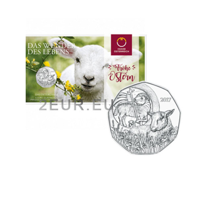Austria 5 euros Moneda de plata 2017 - Cordero de Pascua por 26.50 € ✅