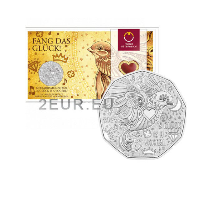 Austria 5 euros Moneda de plata 2022 - La felicidad es un pájaro por 26.50 € ✅