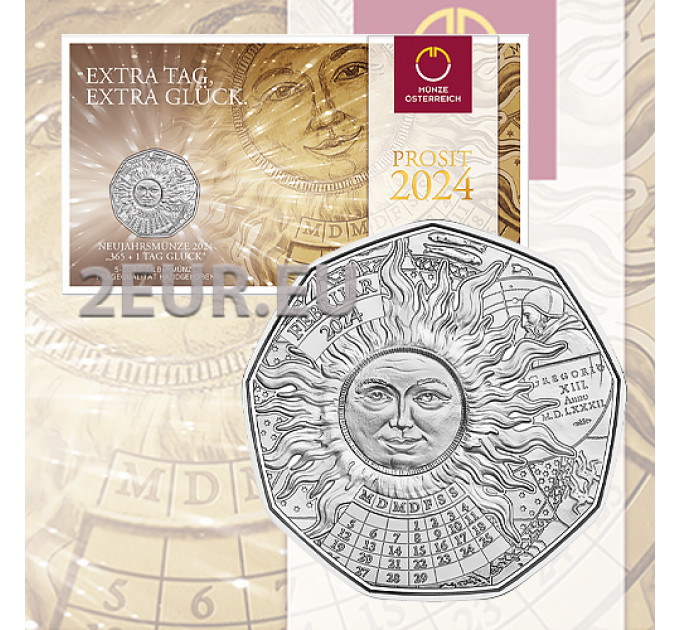 Austria 5 euros Moneda de platade 2024 - 365 + 1 DÍA DE FELICIDAD por 26.50 € ✅