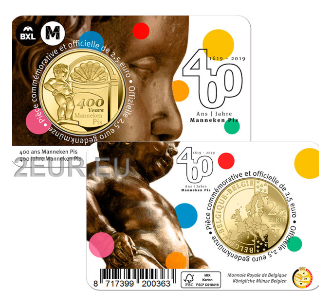 Belgium 2,5 euro BU 2019 - 400 years old manneken pis - FR for 11.00 € ✅