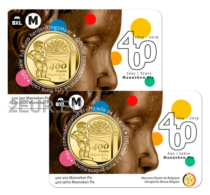Belgium 2,5 euro BU 2019 - 400 years old manneken pis - FR+NL for 19.50 € ✅