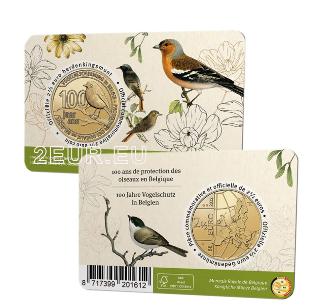 Belgium 2,5 euro BU 2022 - 100 Years of Bird Protection in Belgium - NL for 12.00 € ✅