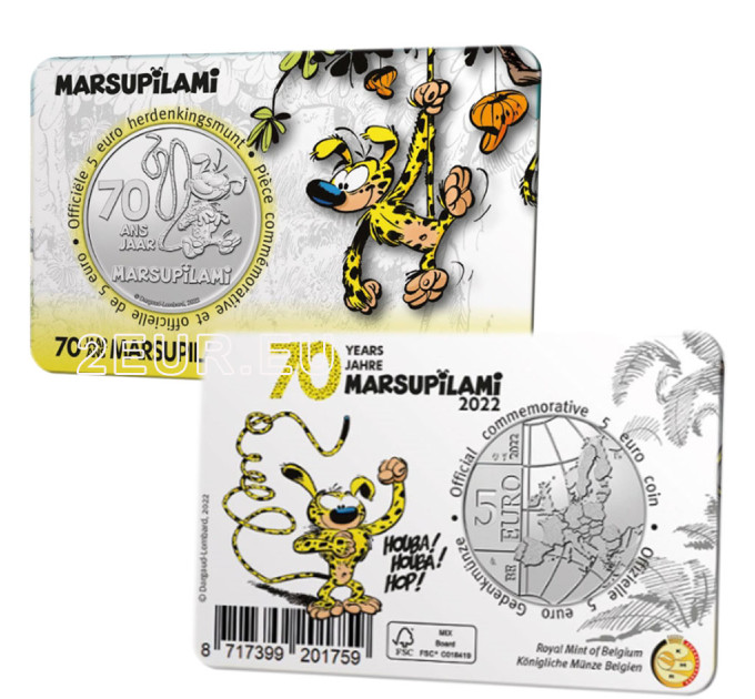 Belgium 5 euro BU 2022 - 70 years of Marsupilami - Relief for 14.00 € ✅