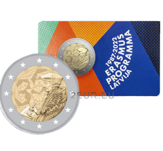 Latvia 2 euro BU 2022 - 35 Years of the Erasmus for 16.50 € ✅