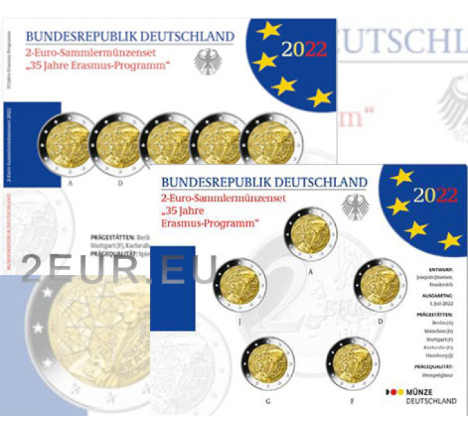Alemania 2 euro proof 2022 - 35 años de Erasmus por 49.90 € ✅