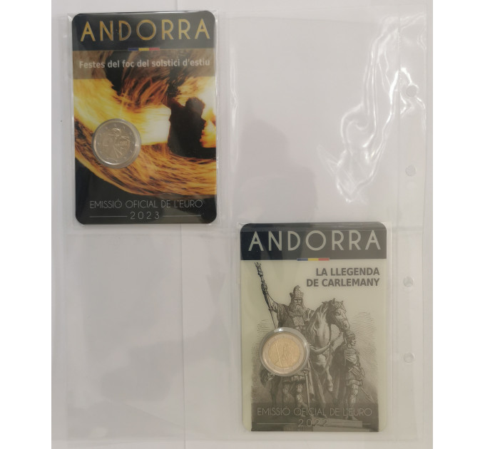 HOJA PARA MONEDAS DE 2 EUROS - ANDORRA Y SAN MARINO por 2.00 € ✅