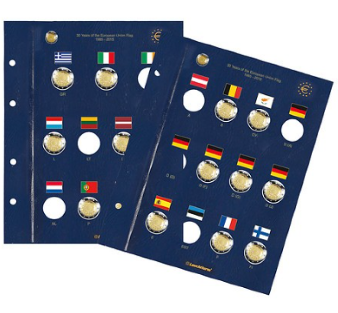 HOJA VISTA PARA MONEDAS DE 2 EUROS - 30 años bandera de la UE por 4.50 € ✅