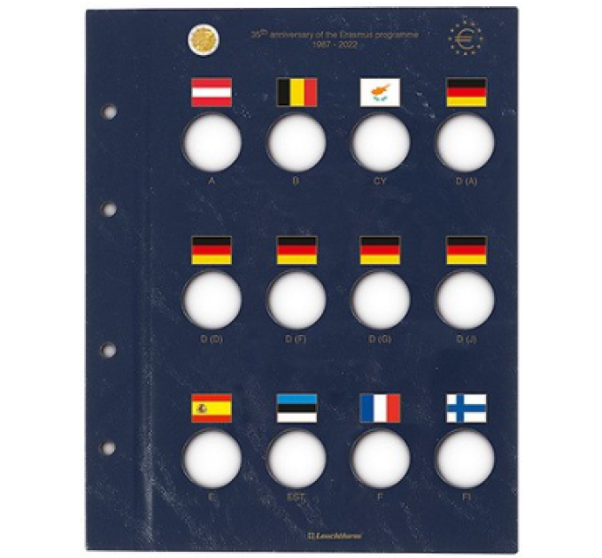 HOJA VISTA PARA MONEDAS DE 2 EUROS - ERASMUS por 4.50 € ✅