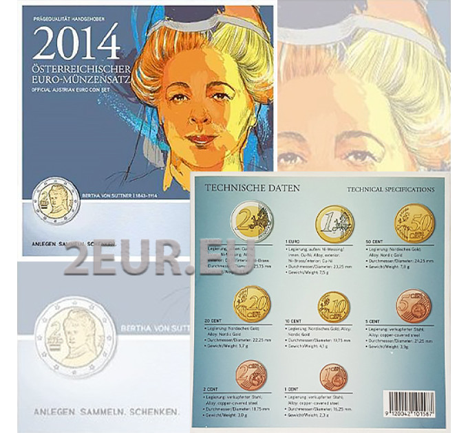 Austria Euro coin set BU 2014 for 36.50 € ✅