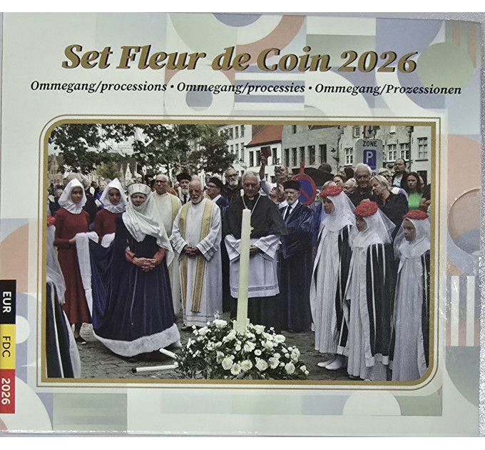 Belgium conjunto de euros BU 2026 - folclore belga - Ommegang/procesiones por 34.95 € ✅
