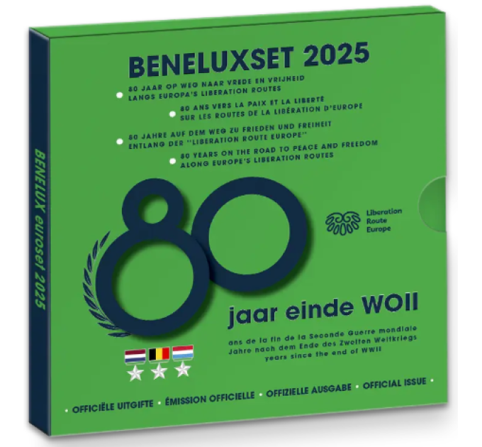 BENELUX conjunto de euros BU 2025 - 80 años en el camino hacia la paz y la libertad en el camino hacia la liberación de Europa por 63.00 € ✅