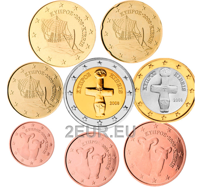 Chipre conjunto de euros UNC 2008 por 11.50 € ✅