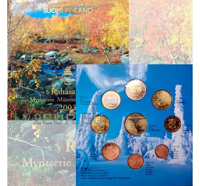 Finland euro set BU 2003 - 135 years gold panning in Lapland for 23.00 € ✅