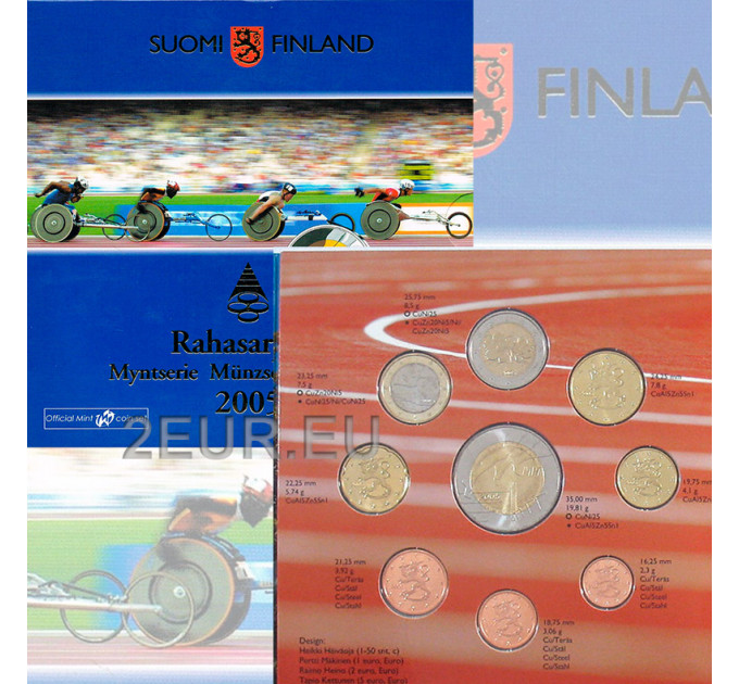 Finlandia conjunto de euros BU 2005 - 10. Campeonato Mundial de Atletismo con Juegos Paralímpicos por 26.00 € ✅