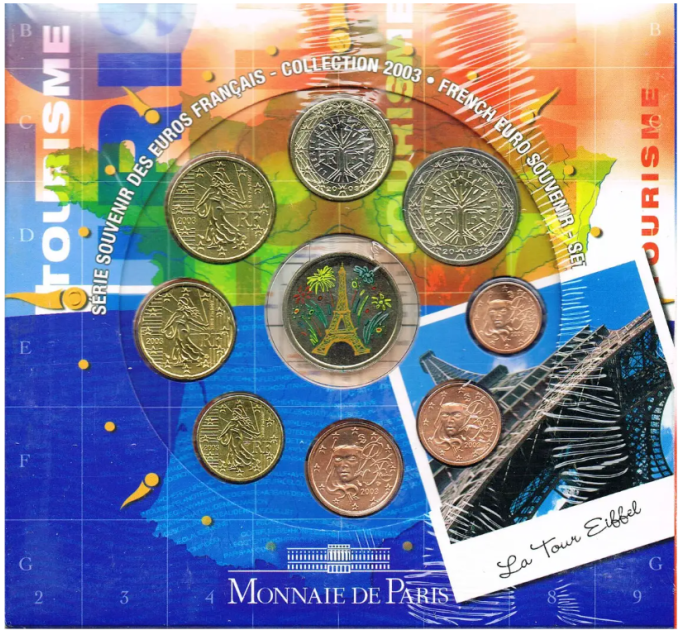 Francia BU set 2003 - juego de monedas de euro - Recuerdo BU-Set Torre Eiffel por 29.00 € ✅