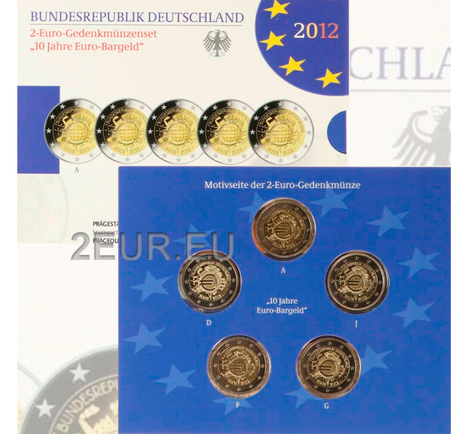 Alemania 2 euro proof 2012 - 10 años de efectivo en euros por 35.00 € ✅