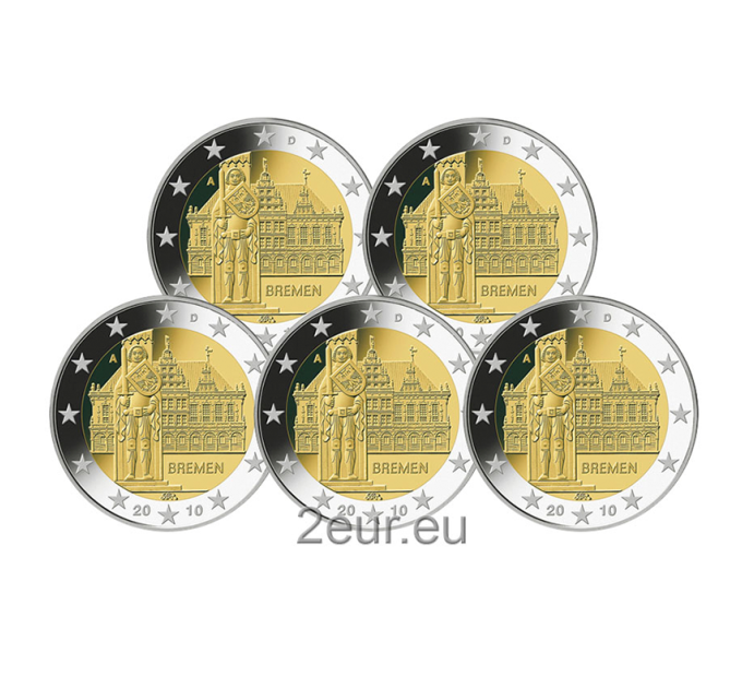 Germany 2 euro UNC 2010 - Bremen - City Hall and Roland - ADFGJ for 33.00 € ✅