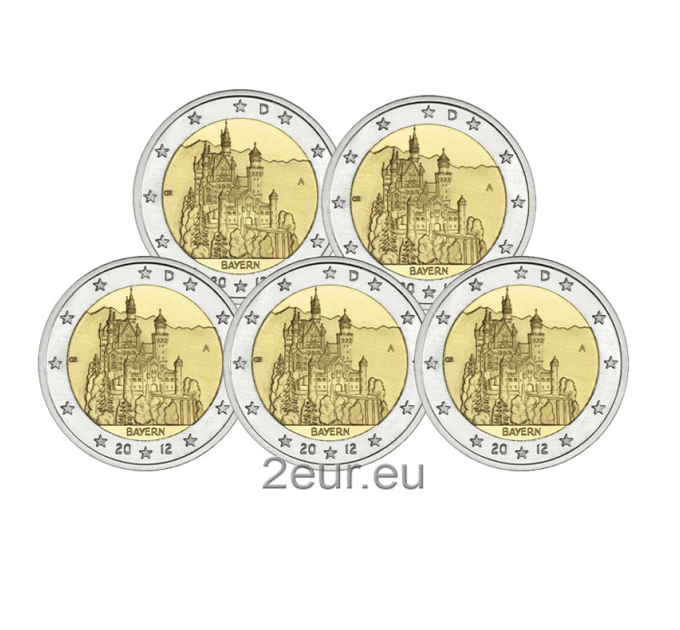 Germany 2 euro UNC 2012 - Bavaria - Neuschwanstein Castle - ADFGJ for 30.00 € ✅