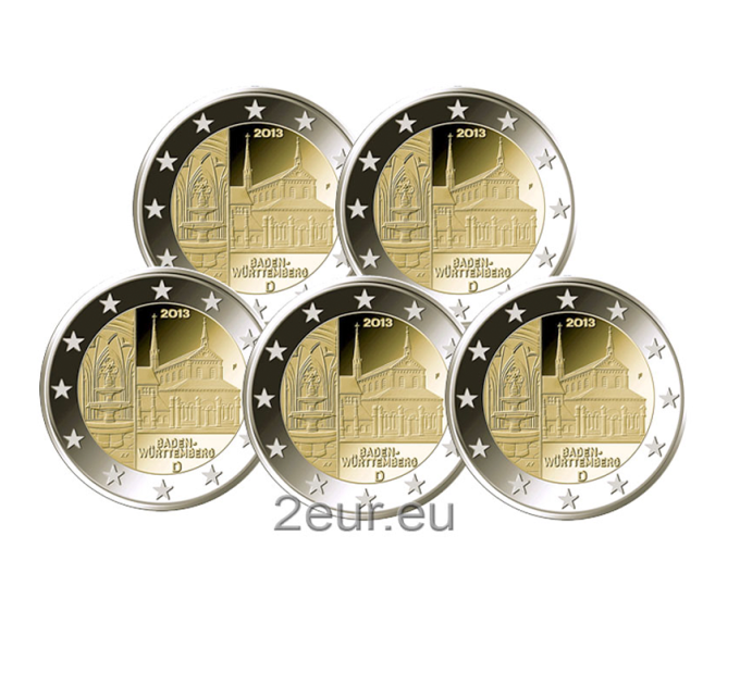 Alemania 2 euros UNC 2013 - Baden Wurtemberg - Monasterio de Maulbronn - ADFGJ por 30.00 € ✅