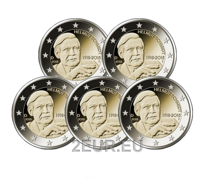 Alemania 2 euros UNC 2018 - 100 cumpleaños de Helmut Schmidt - ADFGJ por 28.00 € ✅