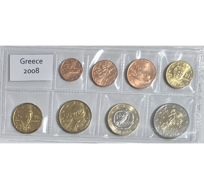 Grecia conjunto de euros UNC 2008 por 10.00 € ✅
