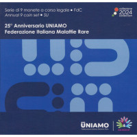 Italia conjunto de euros BU + moneda de plata de 5 euros 2024 - 25º aniversario de la fundación de la Federación Italiana de Enfermedades Raras