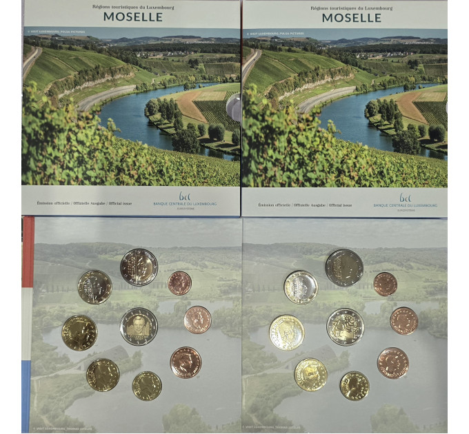 Luxembourg euro set BU 2025 - City of Moselle - 2 Euro Schuman + 25th of the throne of Henri for 250.00 € ✅