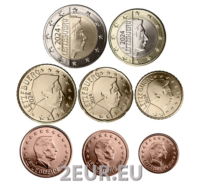 Luxemburgo Conjunto de euros UNC 2024 por 7.00 € ✅