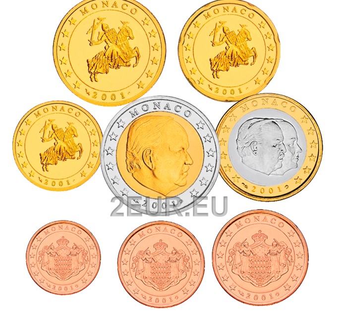 Monaco UNC set 2001 - Euro coin set for 145.00 € ✅
