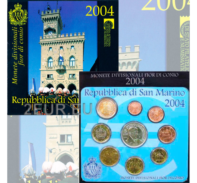 San Marino Conjunto de euros BU + Moneda de plata de 5 euros 2004 por 130.00 € ✅