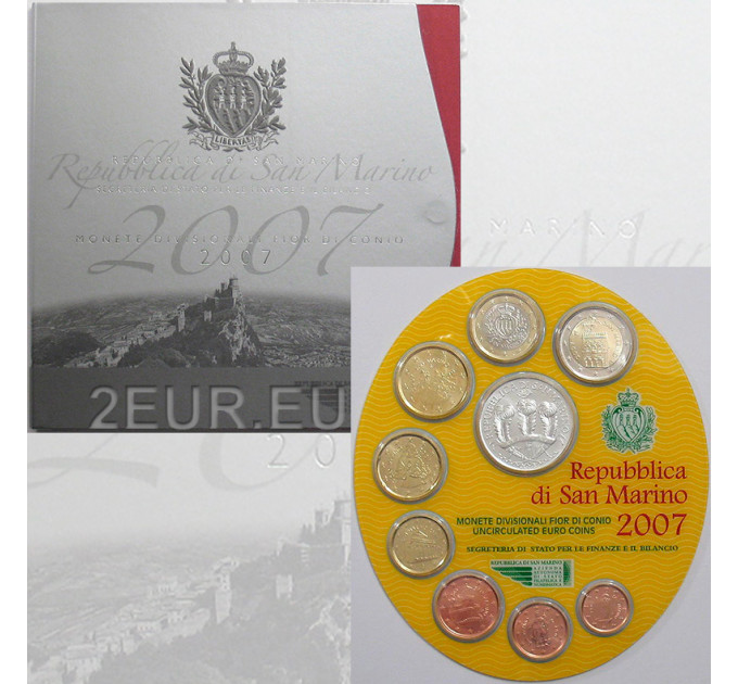 San Marino Conjunto de euros BU + Moneda de plata de 5 euros 2007 por 69.00 € ✅