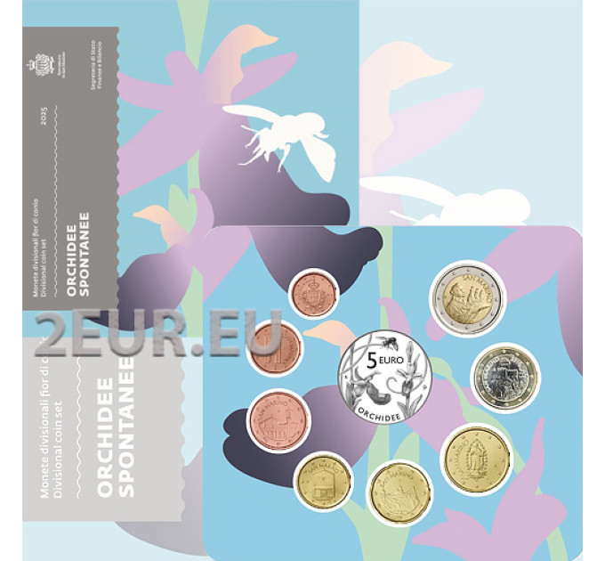 San Marino Euro set BU + 5 euro silver coin 2025 for 69.00 € ✅