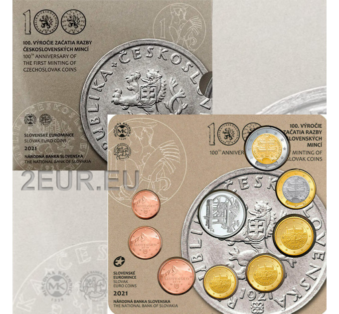 Slovakia Euro coin set BU 2021 - 100 Years of the First Coinage for 25.00 € ✅