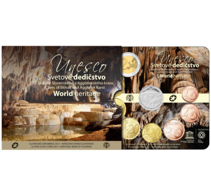 Eslovaquia Serie de monedas de euro BU 2017 - La UNESCO en Eslovaquia: Cuevas del Karst eslovaco por 23.00 € ✅